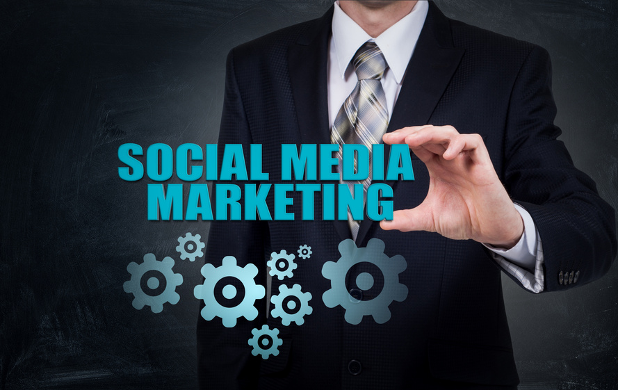 Business, technology, internet and networking concept. SMM - Social Media Marketing on the virtual display