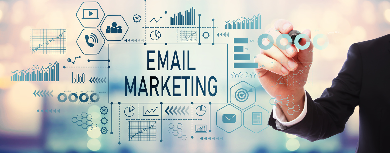 Email marketing with businessman